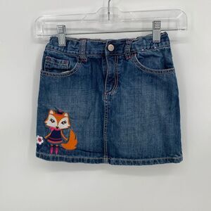Gymboree Fox Skort Jean Skirt w/ Shorts Cute Fox Girl Flower size 8